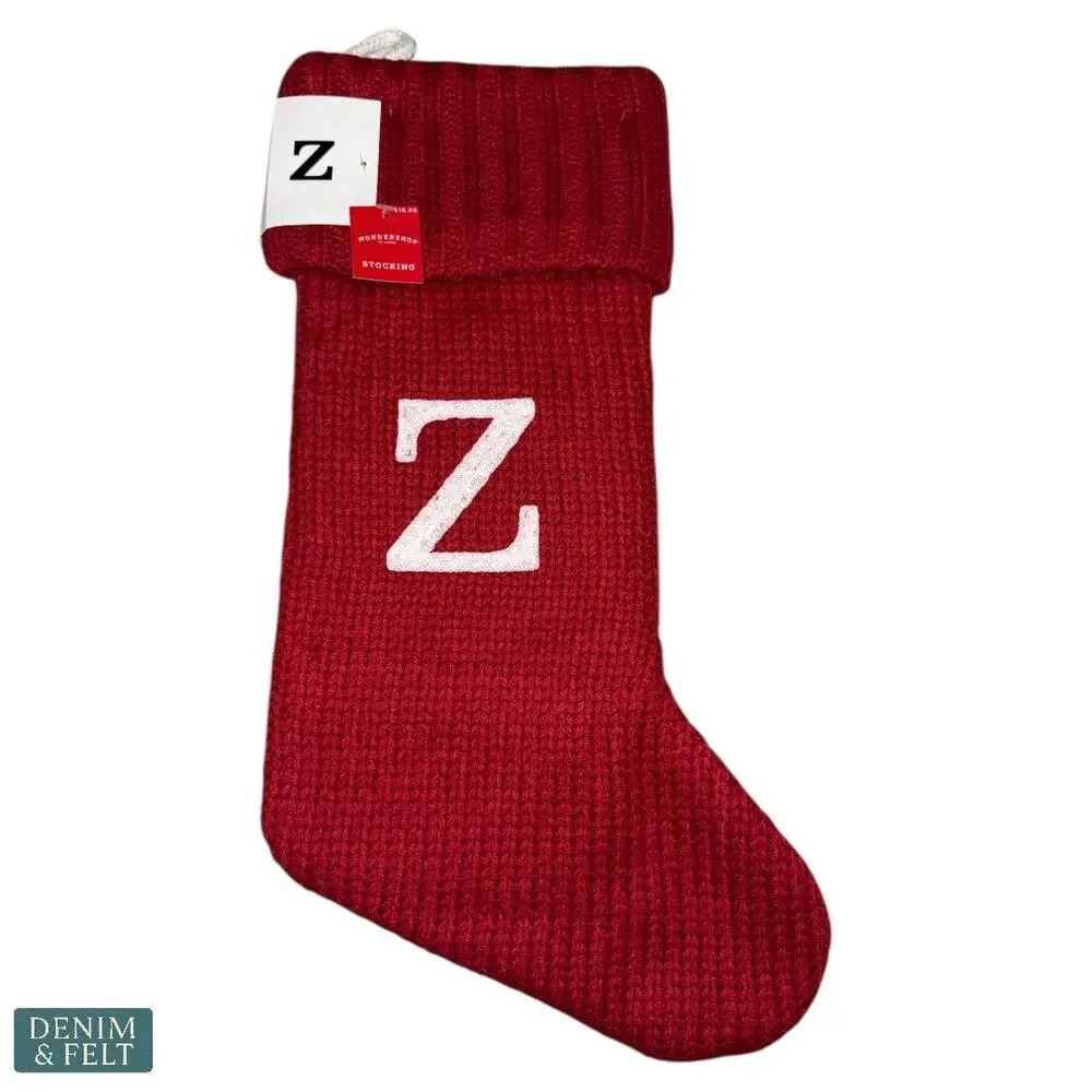 NEW Wondershop Red Knit Monogram Christmas‎ Stocking Letter Z Cozy Holiday Decor